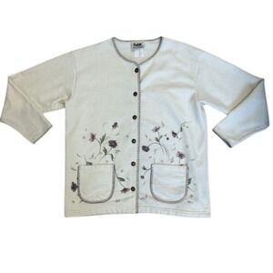 Northern‎ Reflections Floral Embroidered Button Front Cardigan Cottagecore